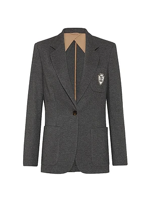 Techno Cotton Piqué Blazer with Logo and Monili