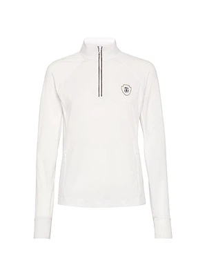 Techno Piqué Sweatshirt with Logo and Precious Half Zip