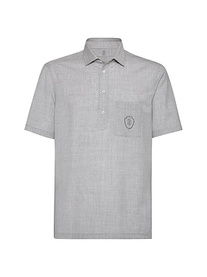Virgin Wool Poplin Polo Shirt