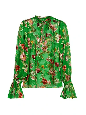 Moranne Silk-Blend Floral Blouse