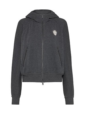 Techno Cotton Piqué Hooded Sweatshirt with Logo