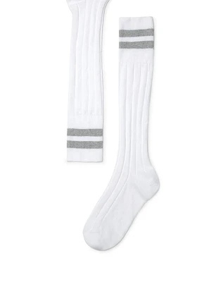 Cotton Rib Knit Socks with Stripes