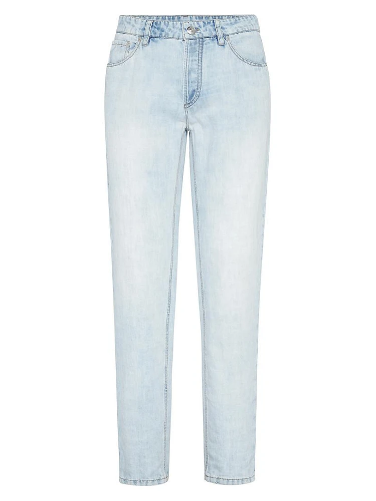 Cotton and Linen Denim Traditional Fit Five Pocket Jeans