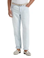Cotton and Linen Denim Traditional Fit Five Pocket Jeans