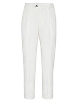 Twisted Linen Leisure Fit Trousers with Pleats