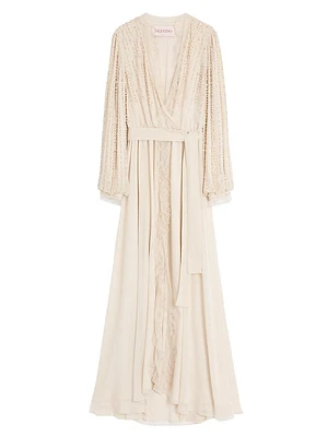 Long Dress in Embroidered Light Georgette