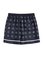 Silk Twill Bermuda Shorts with All-Over Opticool Print