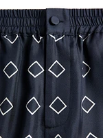 Silk Twill Bermuda Shorts with All-Over Opticool Print