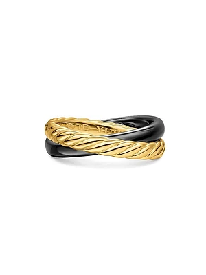 Crossover Two Row Rotating Ring 18K Yellow Gold