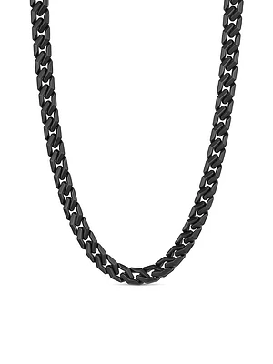 Curb Chain Angular Link Necklace Black Titanium