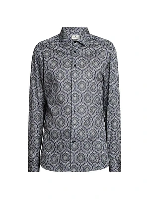 Medallion Printed Cotton Button-Front Shirt