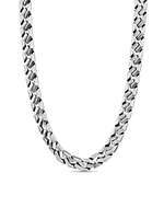 Curb Chain Angular Link Necklace Sterling Silver