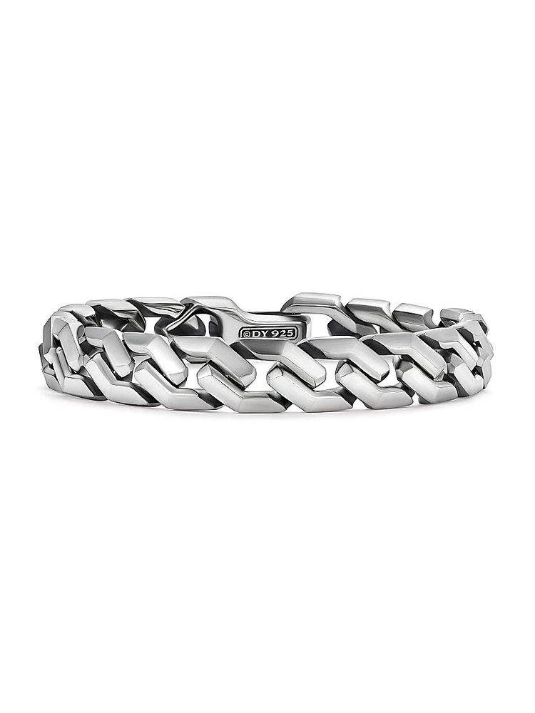 Curb Chain Angular Link Bracelet Sterling Silver, 11.5MM