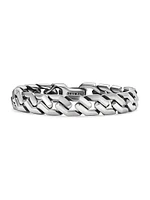 Curb Chain Angular Link Bracelet Sterling Silver, 11.5MM
