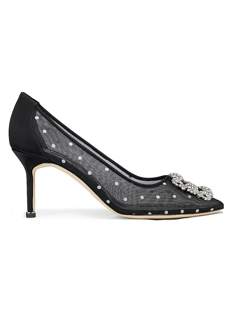 Embellished Polka Dot Mesh Pumps
