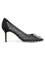 Embellished Polka Dot Mesh Pumps