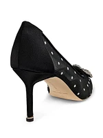 Embellished Polka Dot Mesh Pumps