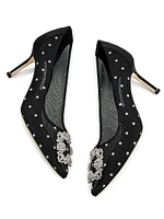 Embellished Polka Dot Mesh Pumps