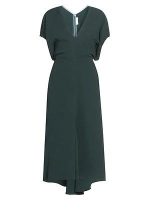 Draped Crepe Midi-Dress