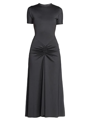 Gathered Cotton T-Shirt Midi-Dress