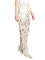 Printed Silk-Satin Pajama Trousers
