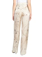 Printed Silk-Satin Pajama Trousers