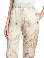 Printed Silk-Satin Pajama Trousers