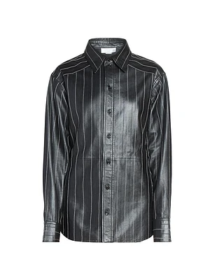 Striped Faux Leather Shirt