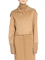 Rib-Knit Bomber Jacket