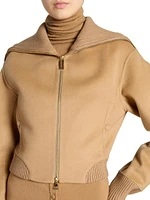 Rib-Knit Bomber Jacket