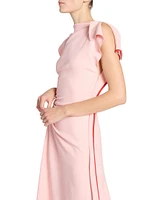 Gathered Asymmetric Midi-Dress