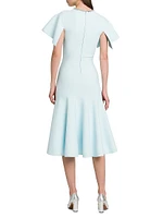 Embellished Flutter-Sleeve Midi-Dress