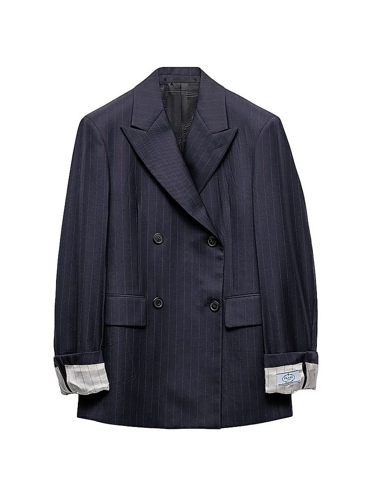 Double-Breasted Pinstriped Wool Jacket