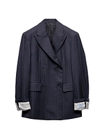 Double-Breasted Pinstriped Wool Jacket