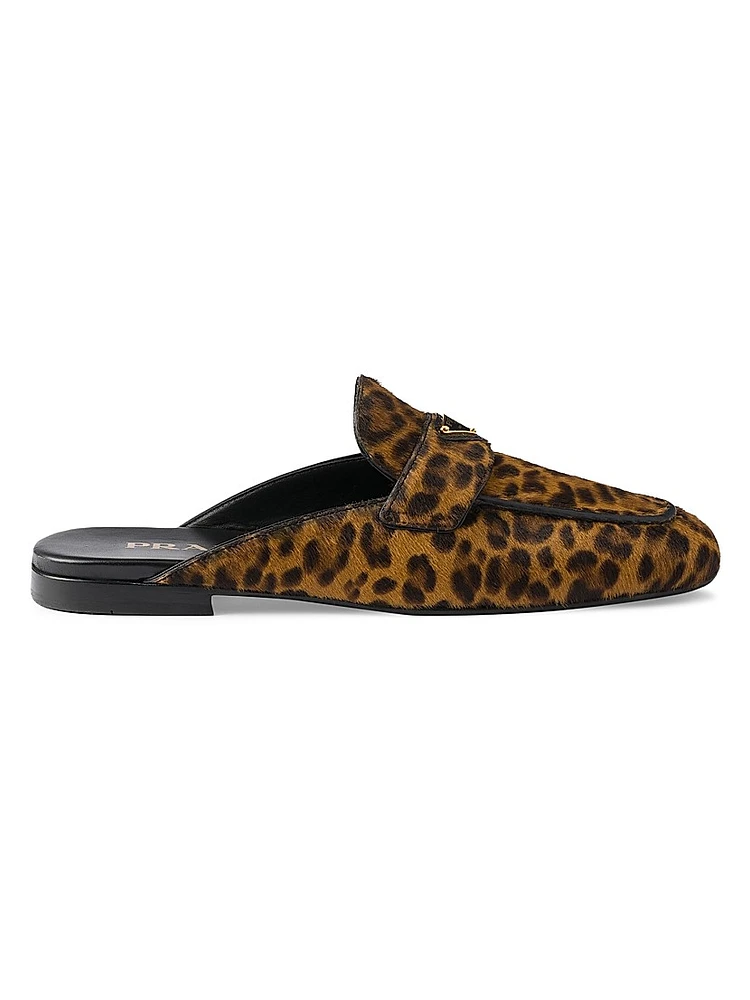 Leopard Print Leather Mules