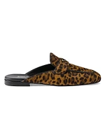 Leopard Print Leather Mules