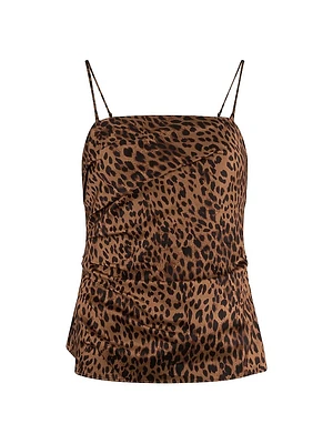 Nicole Leopard Print Stretch-Cotton Cami