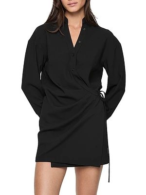 Erin Tie-Waist Wrap Mini-shirtdress
