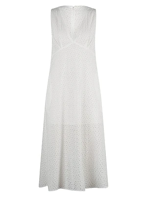 Naya Eyelet Cotton Sleeveless Midi-Dress