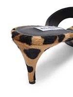 Leopard-Print Calf Hair Thong Sandals