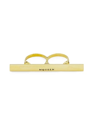 Goldtone Logo-Engraved T-Bar Ring