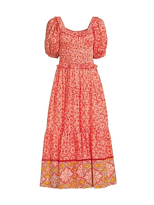 Percy Puff-Sleeve Midi-Dress