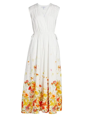 Nara Cotton Poplin Cinched-Waist Maxi Dress