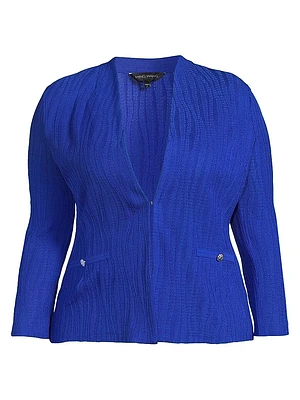 Plus Wave-Knit V-Neck Jacket