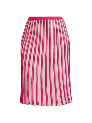 Plus Striped Pointelle-Knit Midi-Skirt