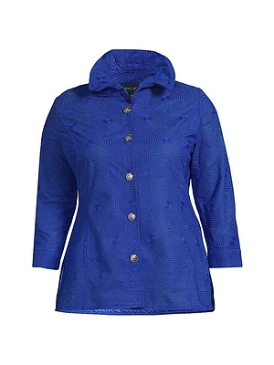Plus Embroidered Medallion Stand-Collar Jacket