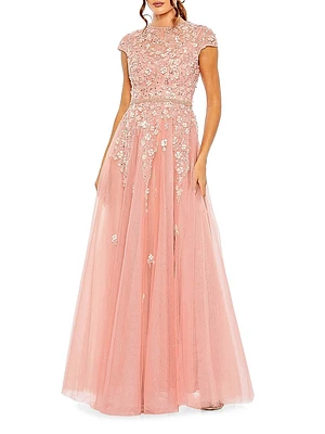 Embellished Tulle A-line Gown