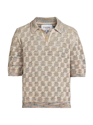 Cable Lace Space-Dyed Polo Sweater
