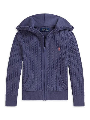 Little Girl's & Mini Cable-Knit Zip-Up Sweater