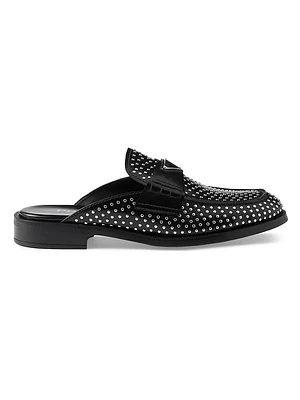 Studded Brushed Leather Mules